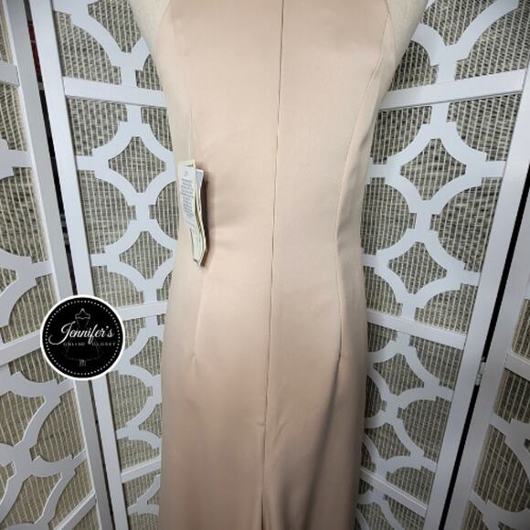 Jessica McClintock NWT Blush Sheer Hand Beaded Sleeveless Satin Dress Size 6 - Picture 10 of 15